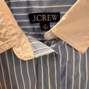 J.Crew Light Blue and White Striped Blouse